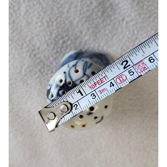 Antique Japanese Transferware Blue Flow Potpourri Holder Birds Tea House - Picture 10 of 12